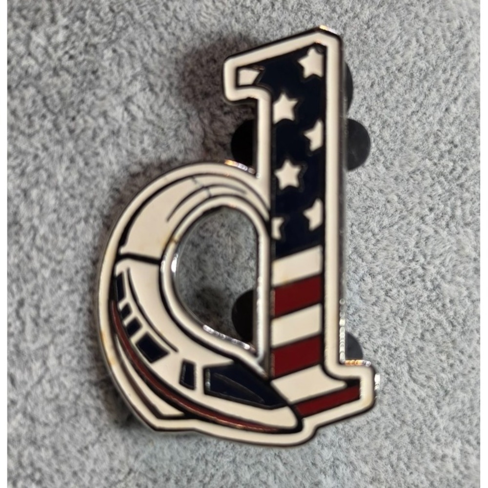 Disney Pin  Monorail  D  Blue Red White Patriotic American Flag Logo 2005